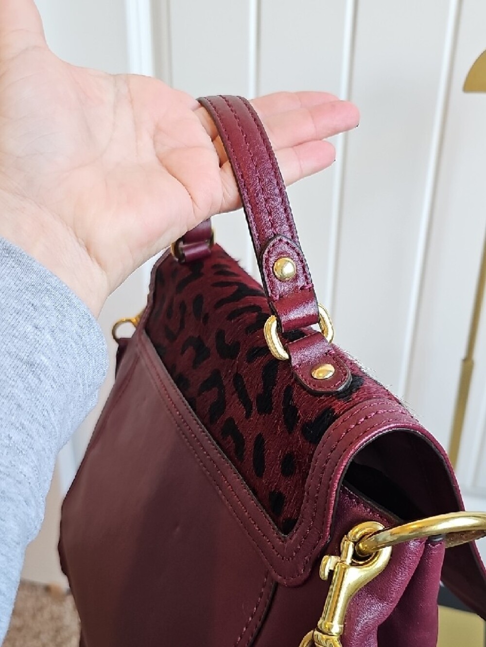 COACH Limited Edition Park Ocelot Leopard Haircalf Flap Satchel Oxblood F24986 - Picture 8 of 10